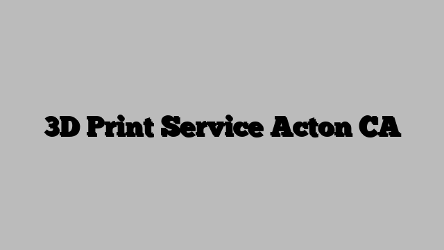 3D Print Service Acton CA
