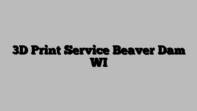 3D Print Service Beaver Dam WI