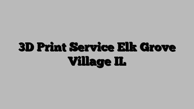 3D Print Service Elk Grove Village IL