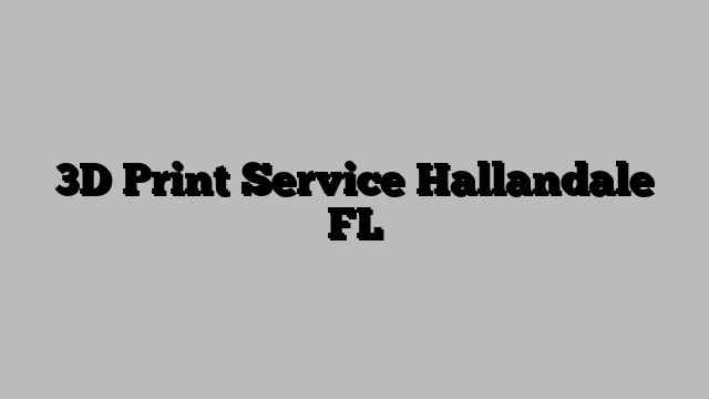 3D Print Service Hallandale FL