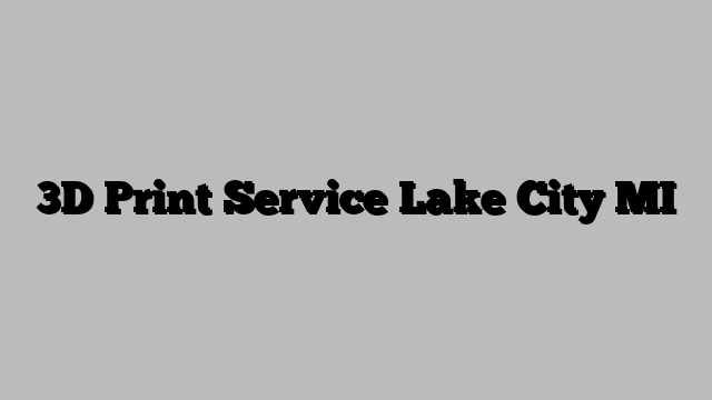 3D Print Service Lake City MI