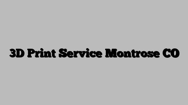 3D Print Service Montrose CO