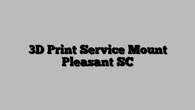 3D Print Service Mount Pleasant SC