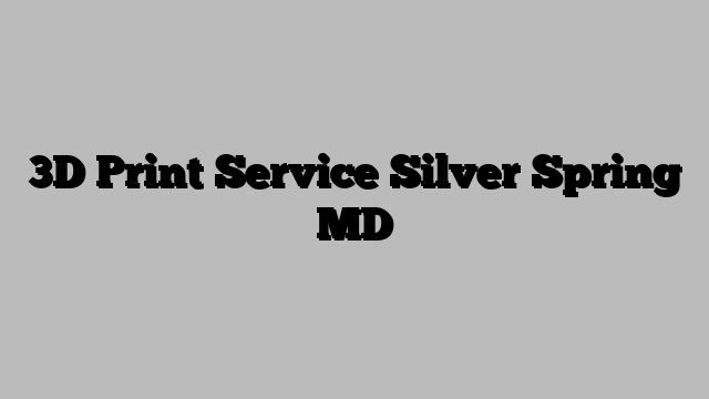 3D Print Service Silver Spring MD