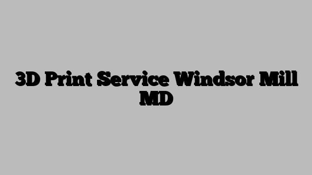 3D Print Service Windsor Mill MD